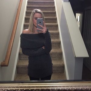 BCBGMaxazria- Wool off the shoulder sweater