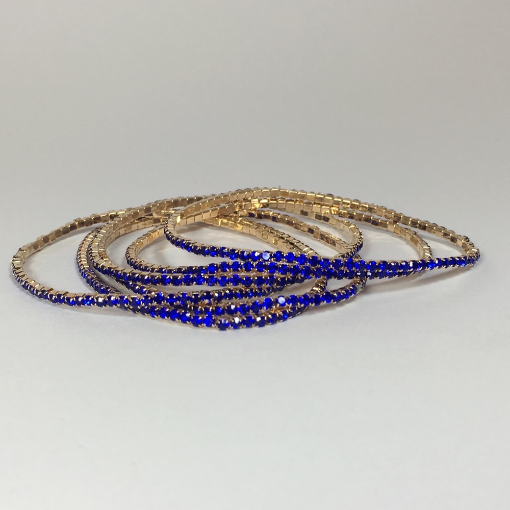 🎣Myrtle 6 Bracelets - Gold with Blue Crystals