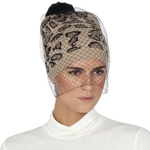 BCBGMAXAZRIA Leopard Hat with veil