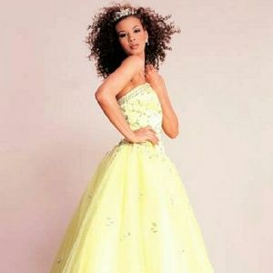 Alyce Satin and Tulle Beaded Strapless Ballgown