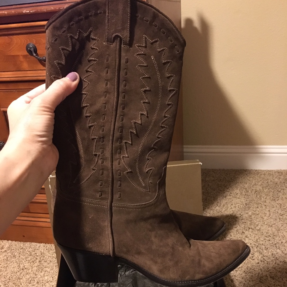 Sartore Taupe Velour Western Boots