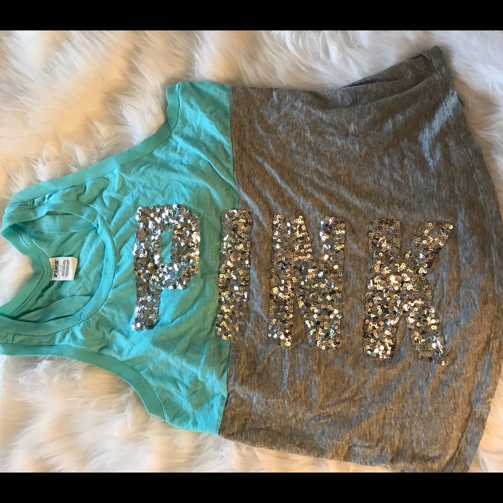 Victoria Secret PINK blue/Grey Sequin Tank Top