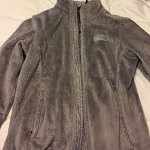 North Face fuzzy gray jacket