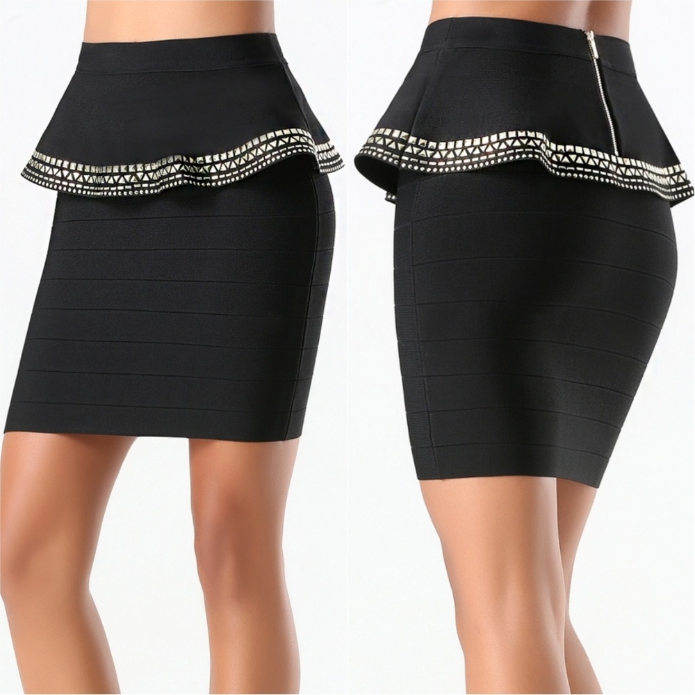Bebe Black Embellished Peplum Skirt

XS