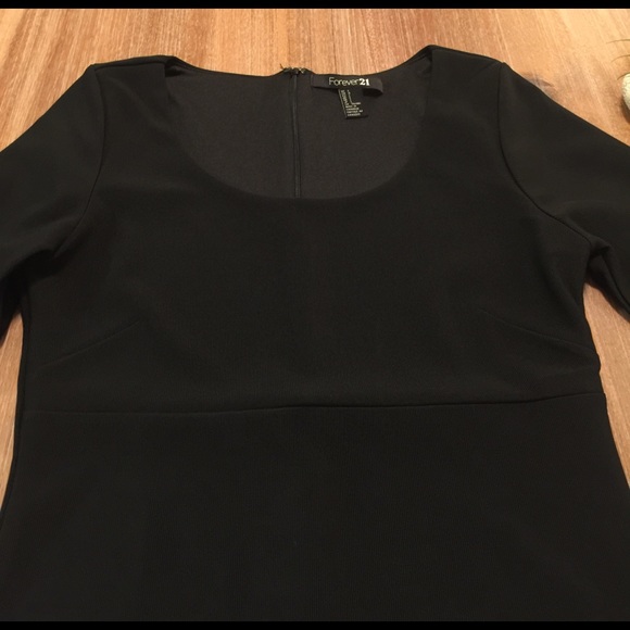 F21 forever 21 3/4 sleeve scoop neck black dress L - Picture 2 of 4