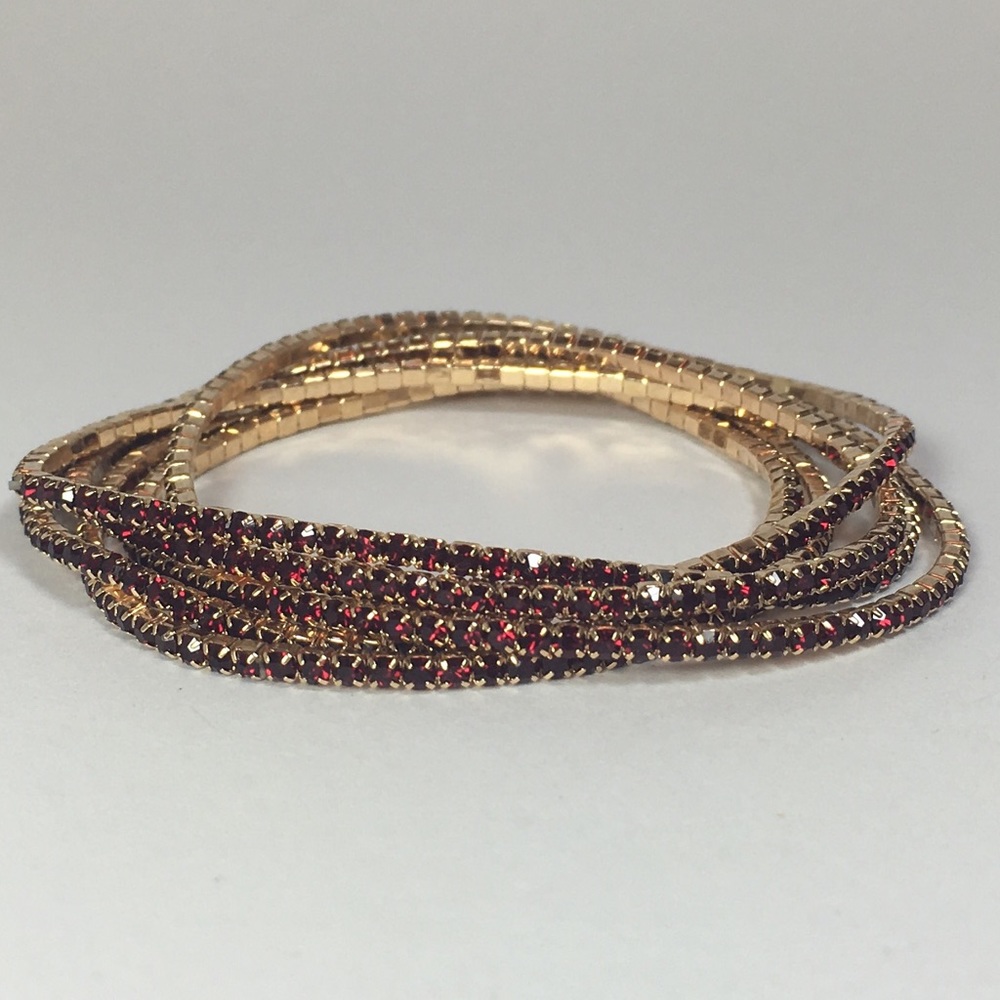 🍒Myrtle 6 Bracelets - Gold with Red Crystals