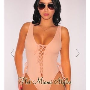 Hot Miami Styles Lace Up High Cut Swimsuit