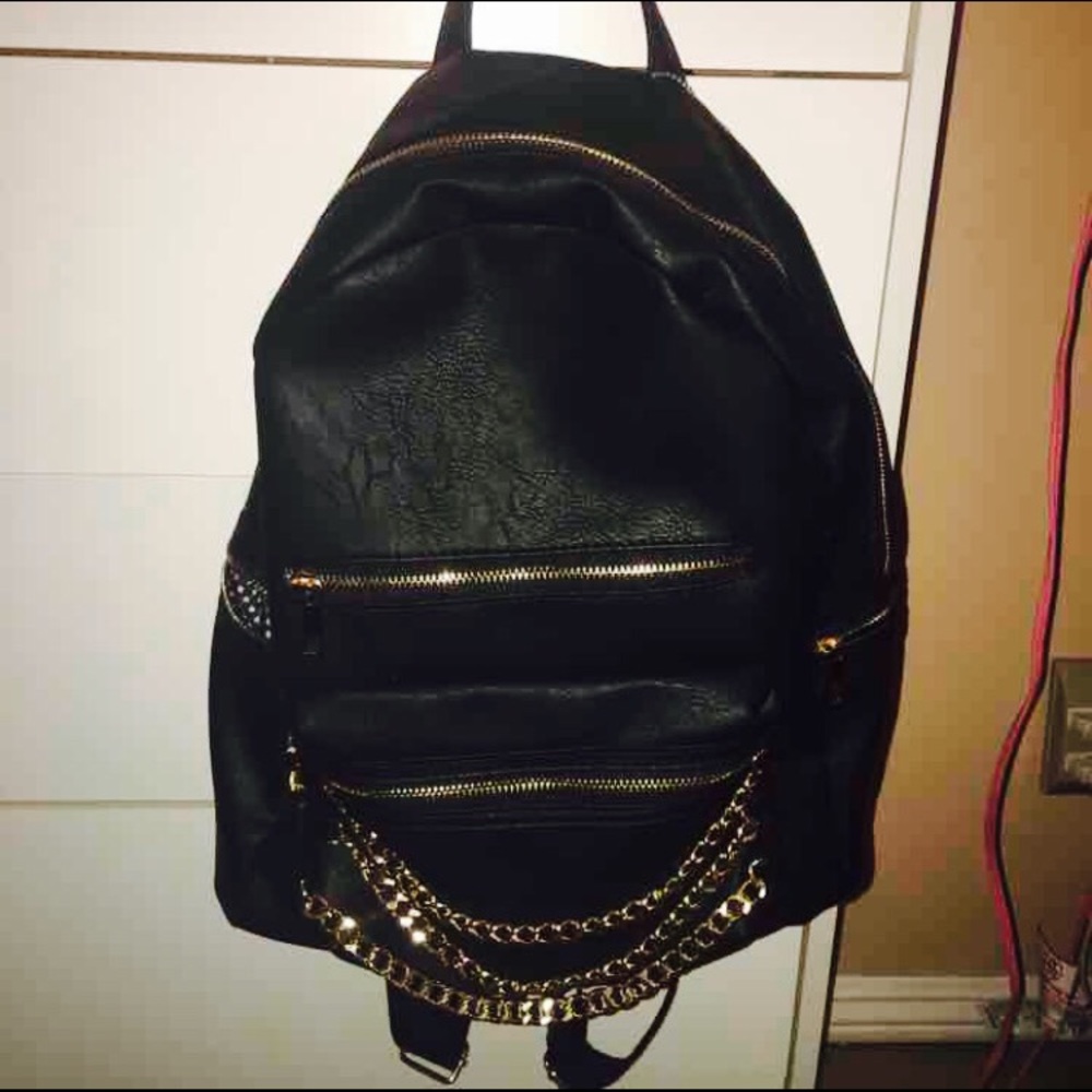 Black and Gold Chain Backpack