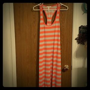 Long orange and grey maxi dress