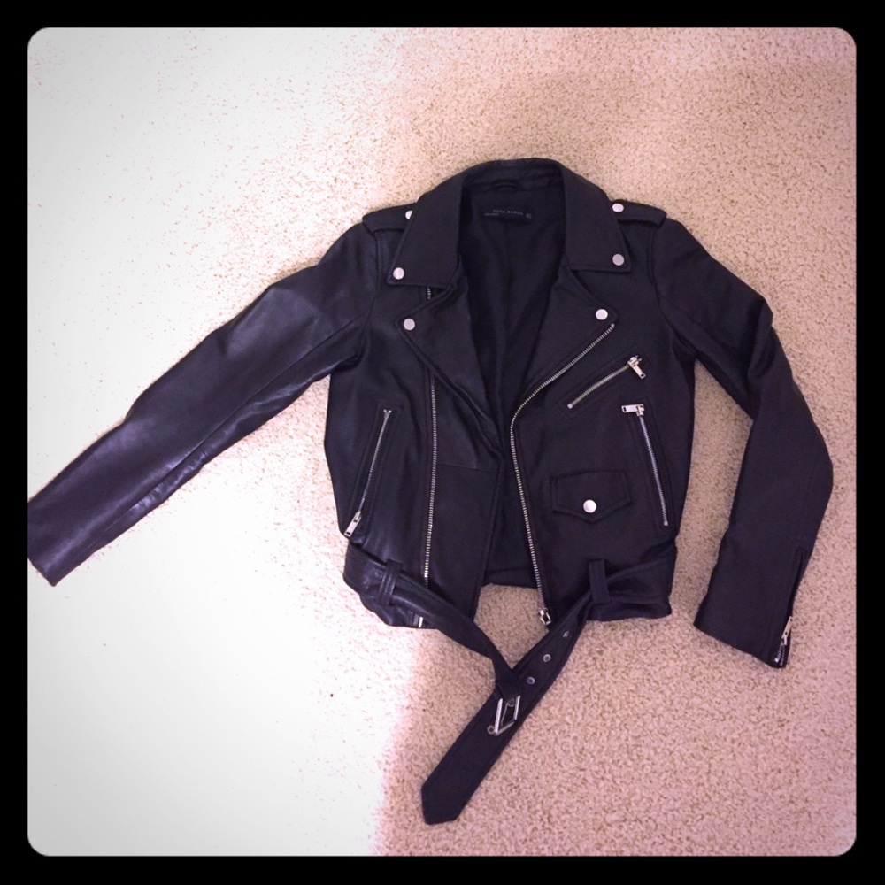 Zara genuine leather jacket