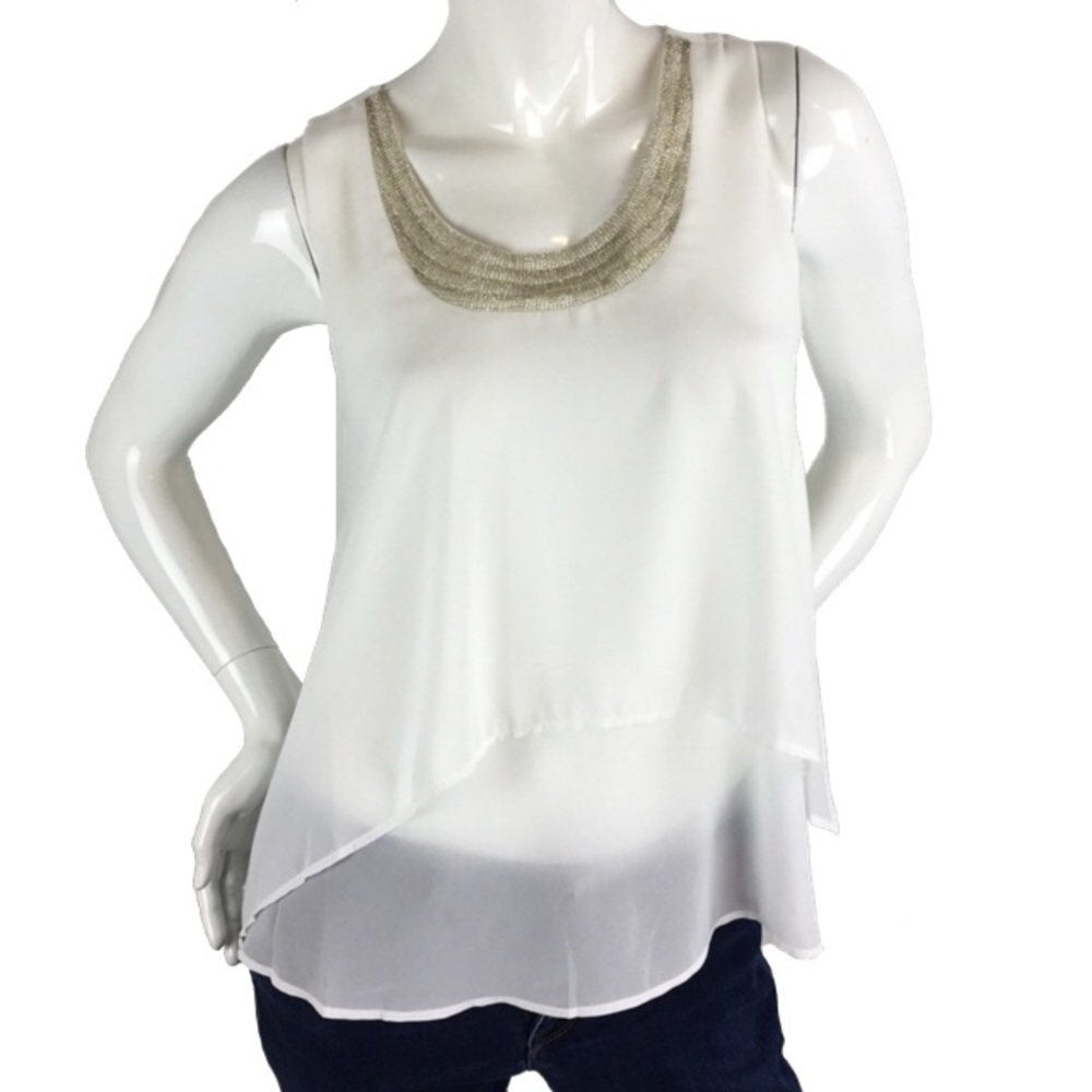 Beaded Neck Layered Blouse