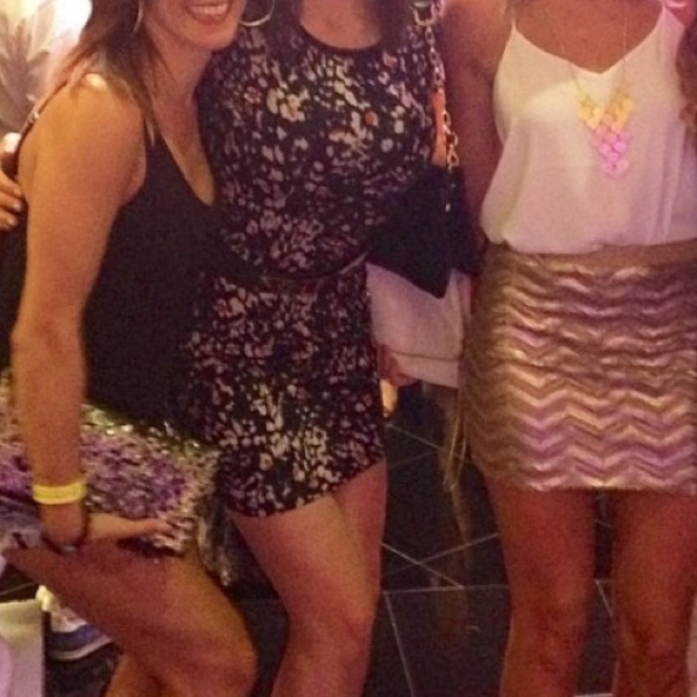 Black, Tan and Orange Dress