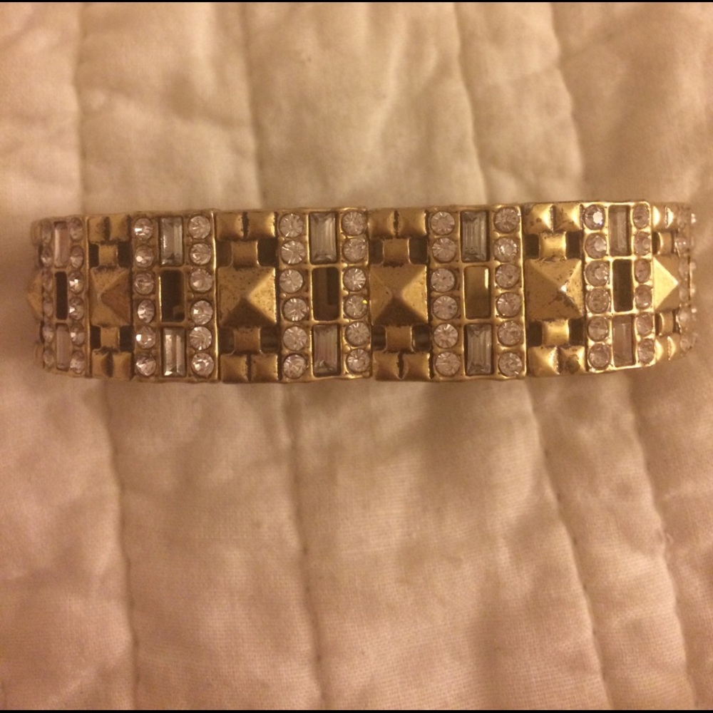 J.crew stretch pave & gold studded bracelet