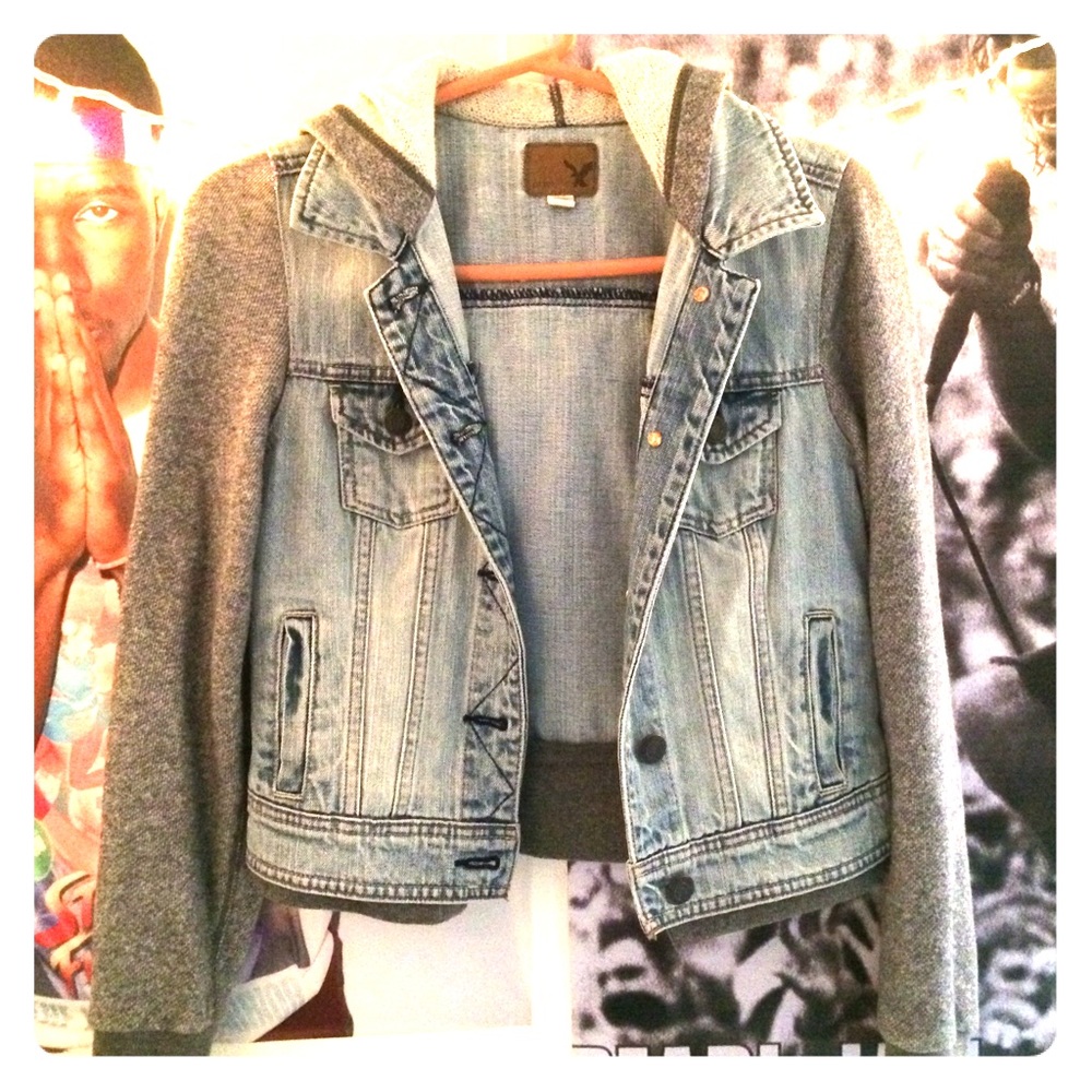American Eagle denim sweater hoodie