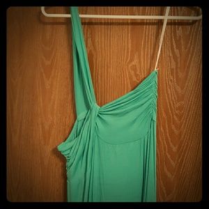 Long teal off the shoulder maxi dress