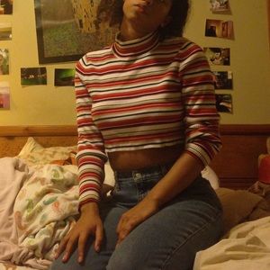 Vintage 90's Crop Striped Turtleneck