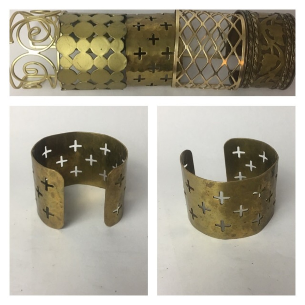 Vintage Hammered Metal Cross Cuff