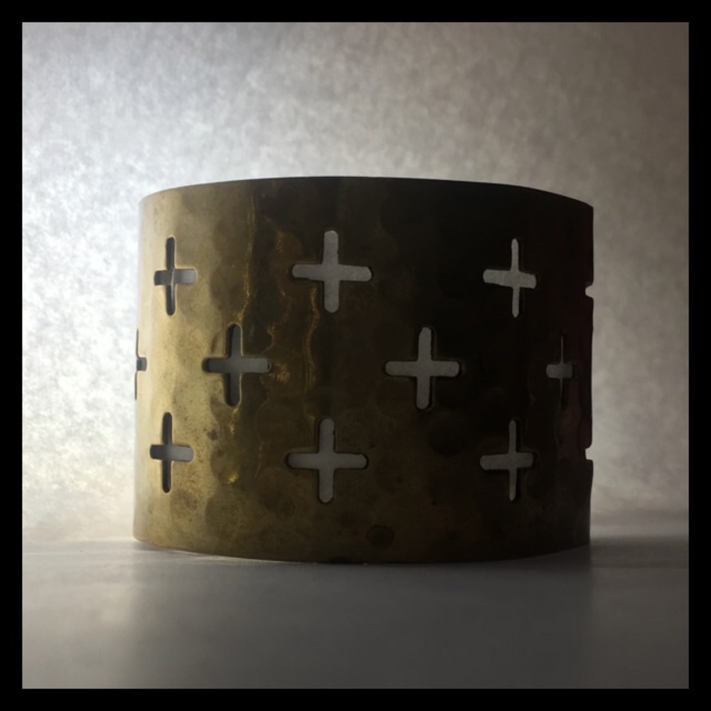 Vintage Hammered Metal Cross Cuff - Picture 2 of 4