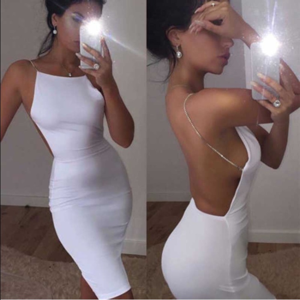White open back dress