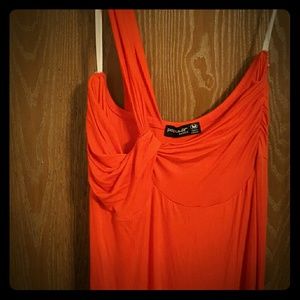 Orange off the shoulder maxi dress