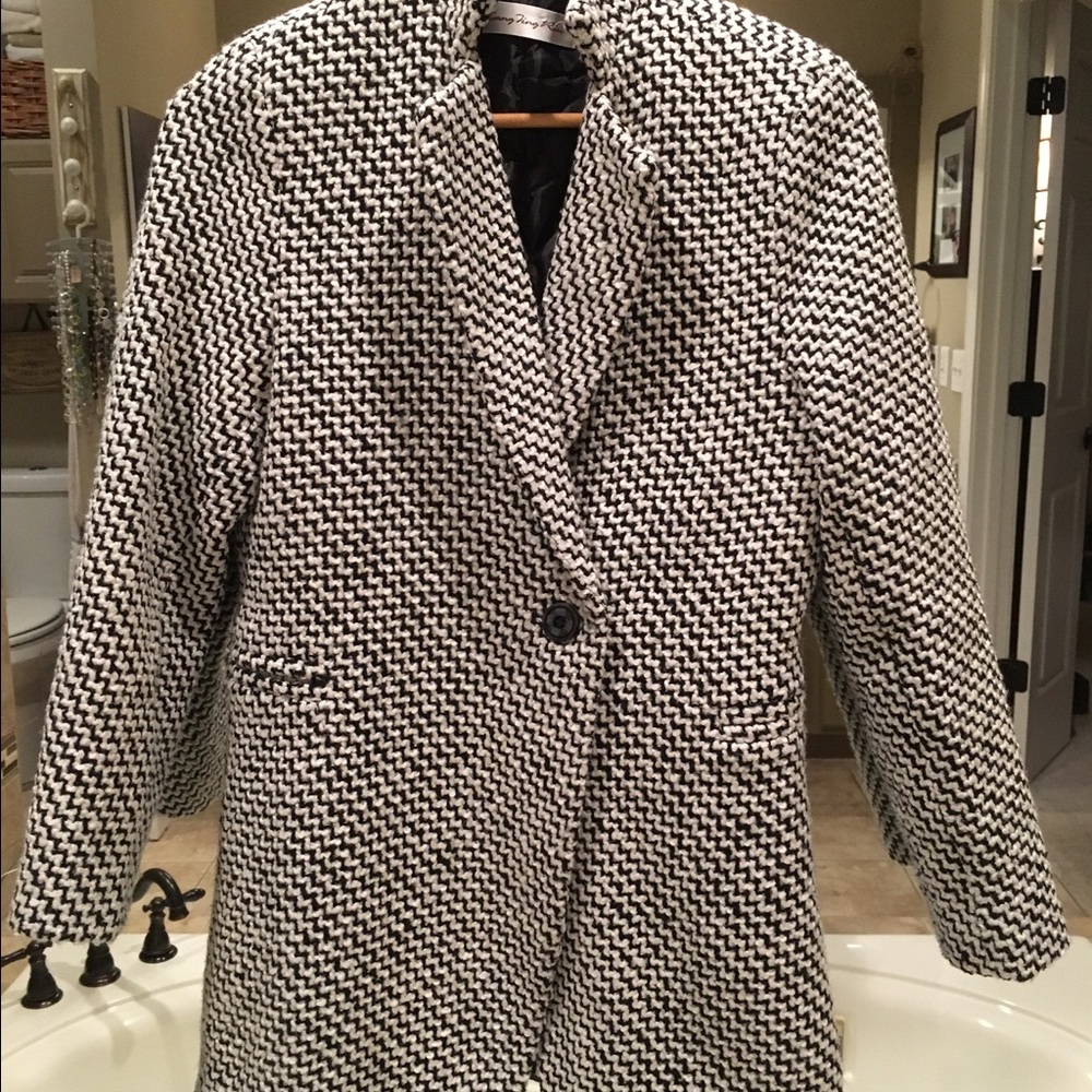 Warm Gently Used Clean Black and White Coat