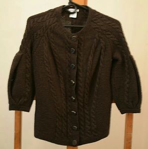 Oscar de la Renta Knit Crochet Cardigan Sweater