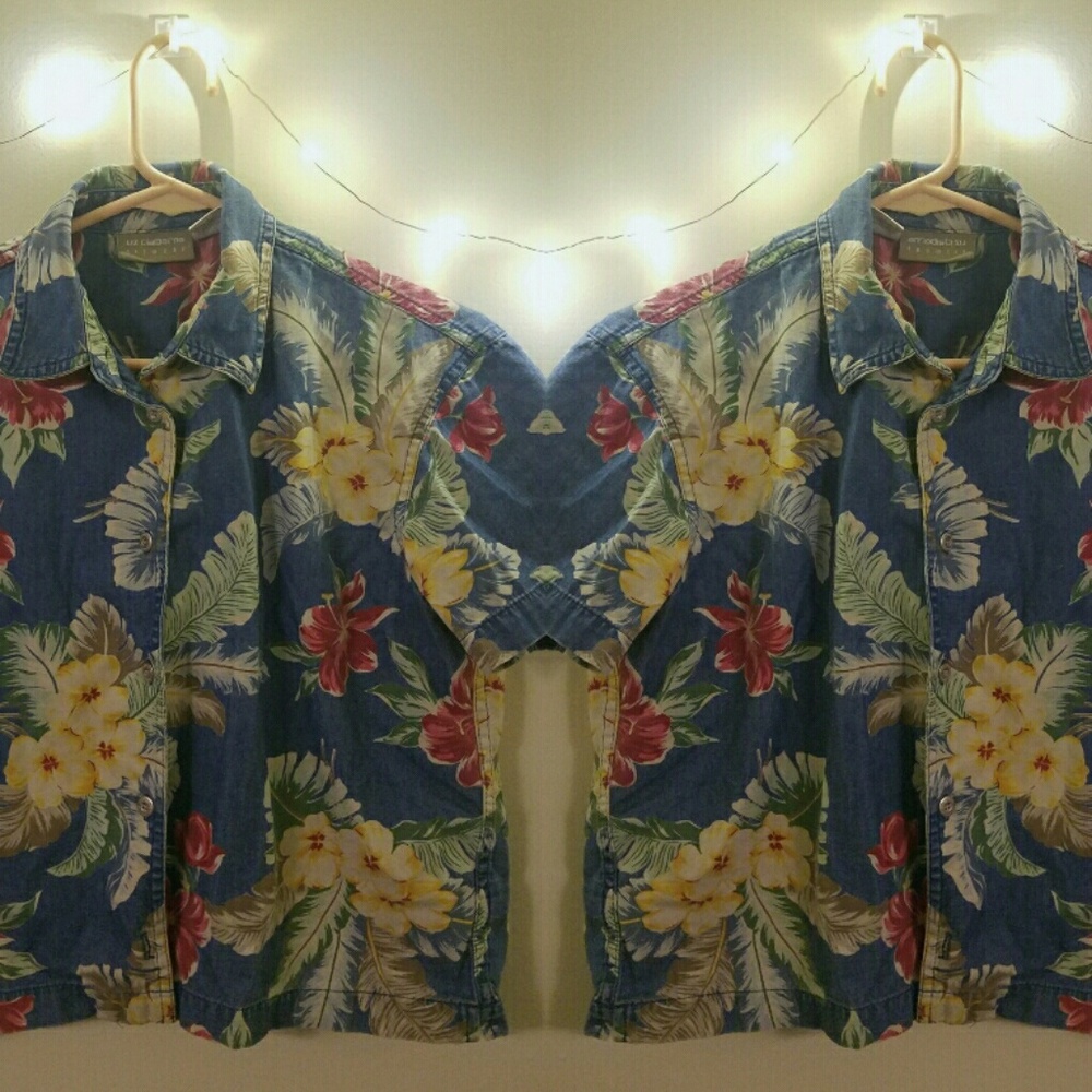 Floral Denim Button Up Crop Top