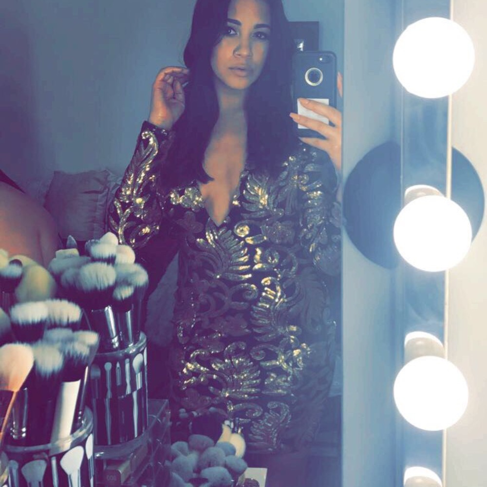 Black and gold sequins dress