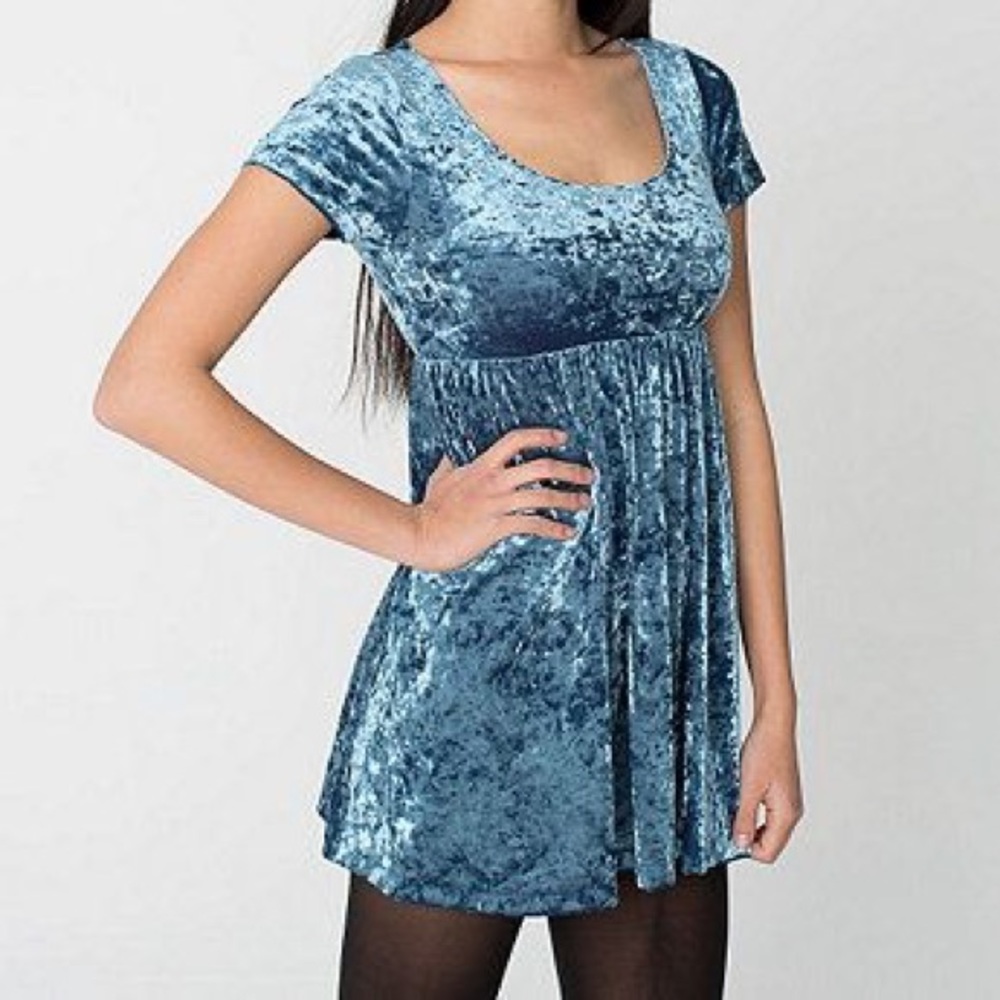 Blue Velvet Babydoll Dress