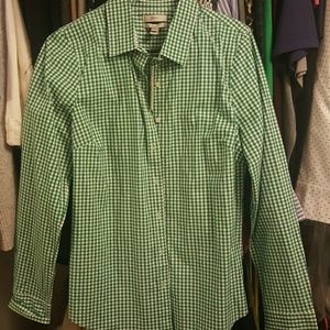 J. Crew green gingham stretch perfect medium