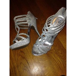 Silver prom shoes