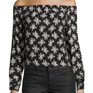 Moon Flower Off-the-Shoulder Top, Black