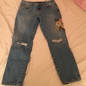 Zara Denim Light Blue with Floral Printing US8