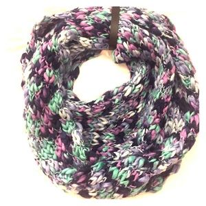 Multicolored knit infinity scarf