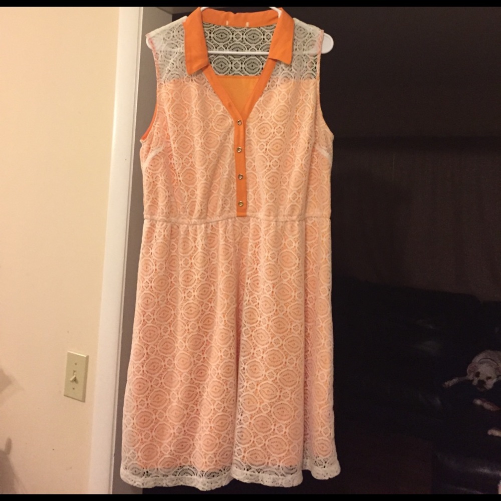 Orange and white lacy dress