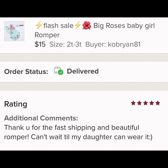 Big Roses baby girl Romper - Picture 2 of 3