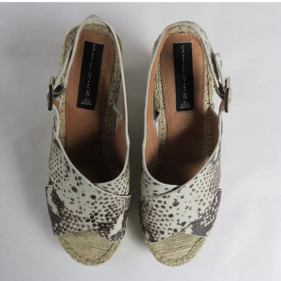 Leather Snake Print Slingback Espadrille Wedge - Picture 7 of 8
