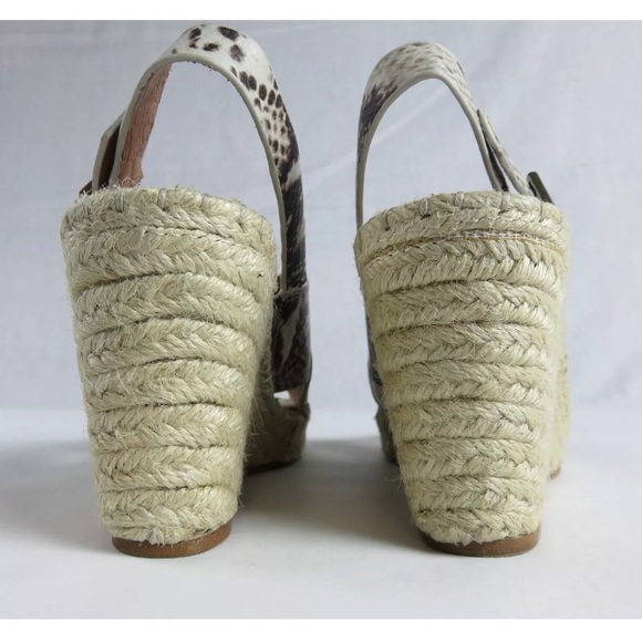 Leather Snake Print Slingback Espadrille Wedge - Picture 6 of 8