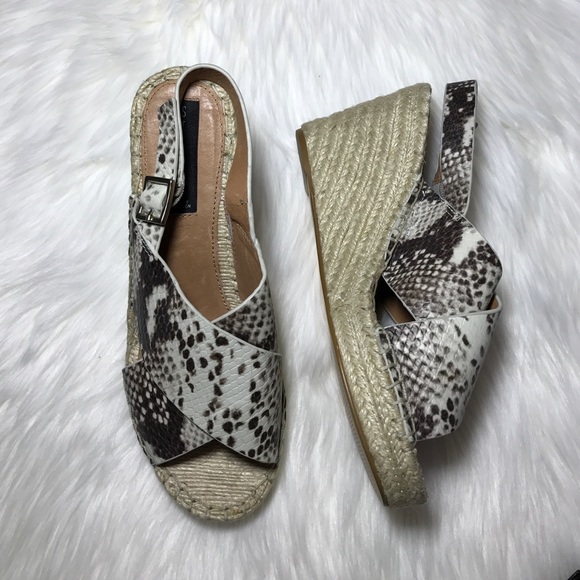 Leather Snake Print Slingback Espadrille Wedge - Picture 8 of 8
