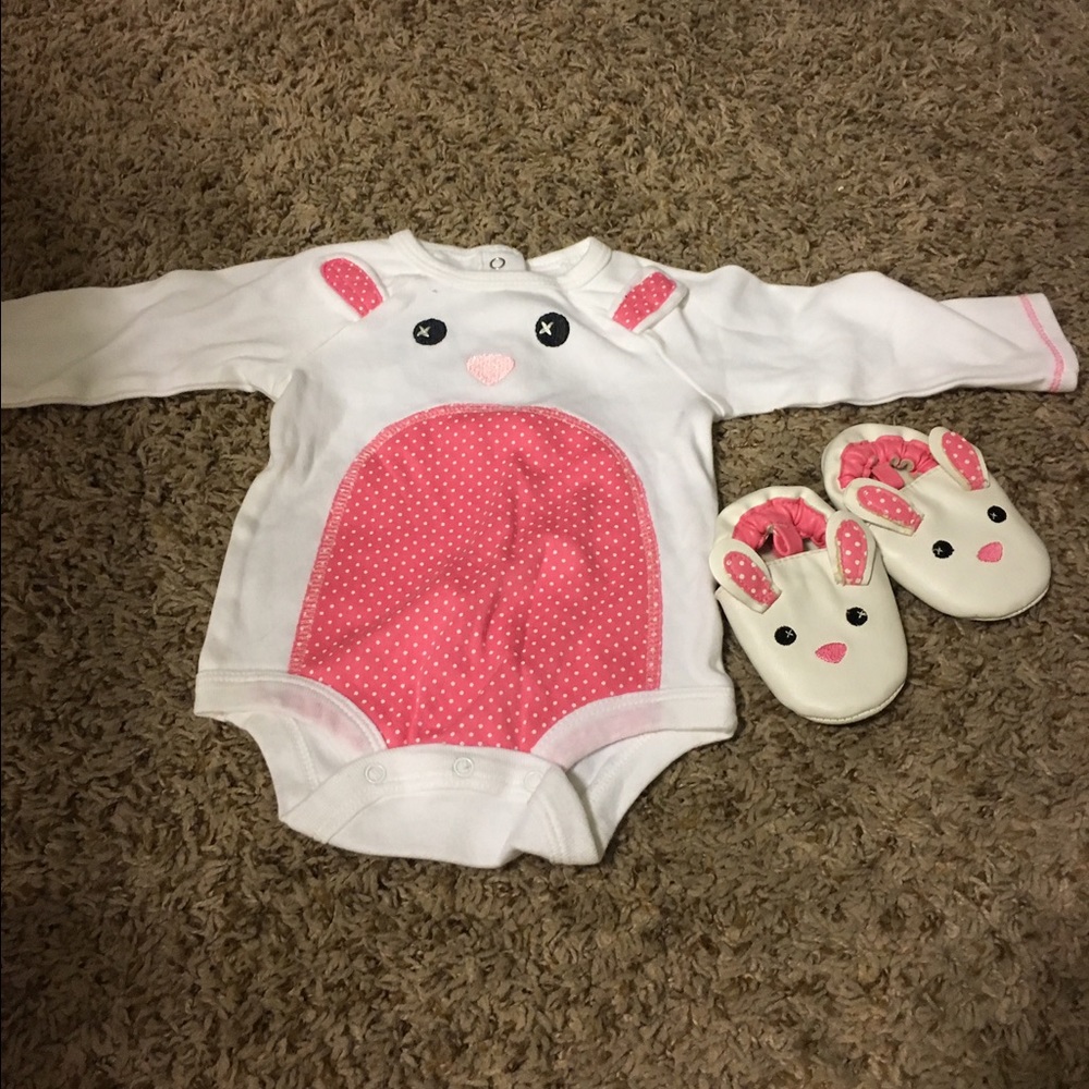 Size 3 month Easter bunny outfit with moccasins