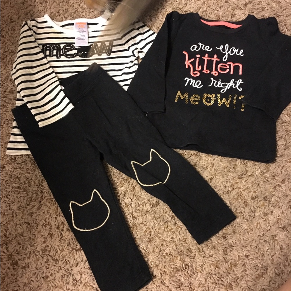 Gymboree cat outfit set legging long sleeve shirt
