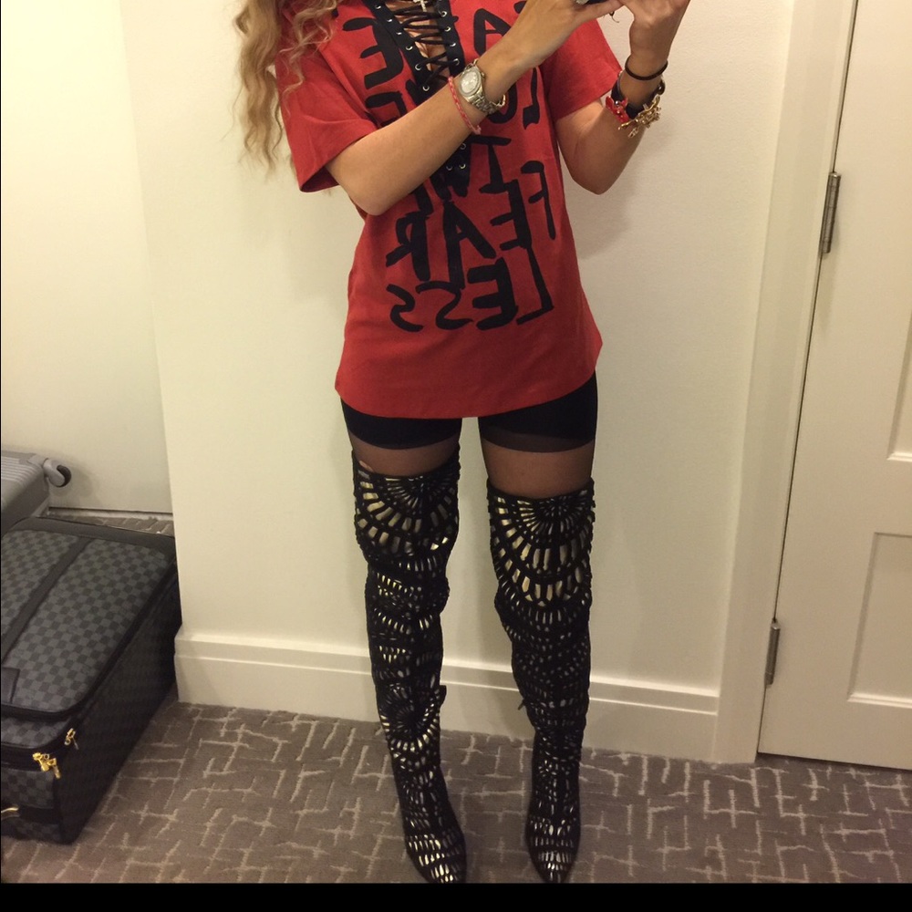 Nasty gal thigh high boots like brand new