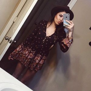 ecote long sleeve printed romper
