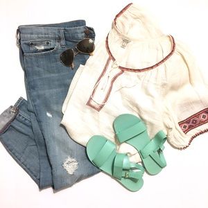 J. Crew Lightwash Distressed Skinny Jeans