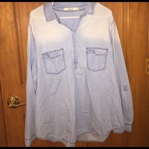 Ombré Denim Quarter Button Down