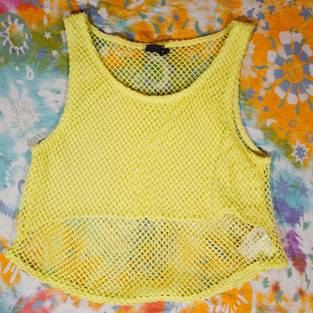 Netted neon yellow top