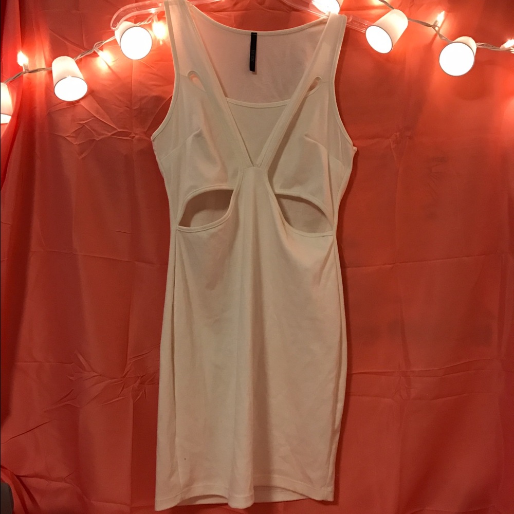 White cutout body con dress