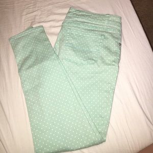 Light Blue And White Polka Dot Ankle Skinny Jeans