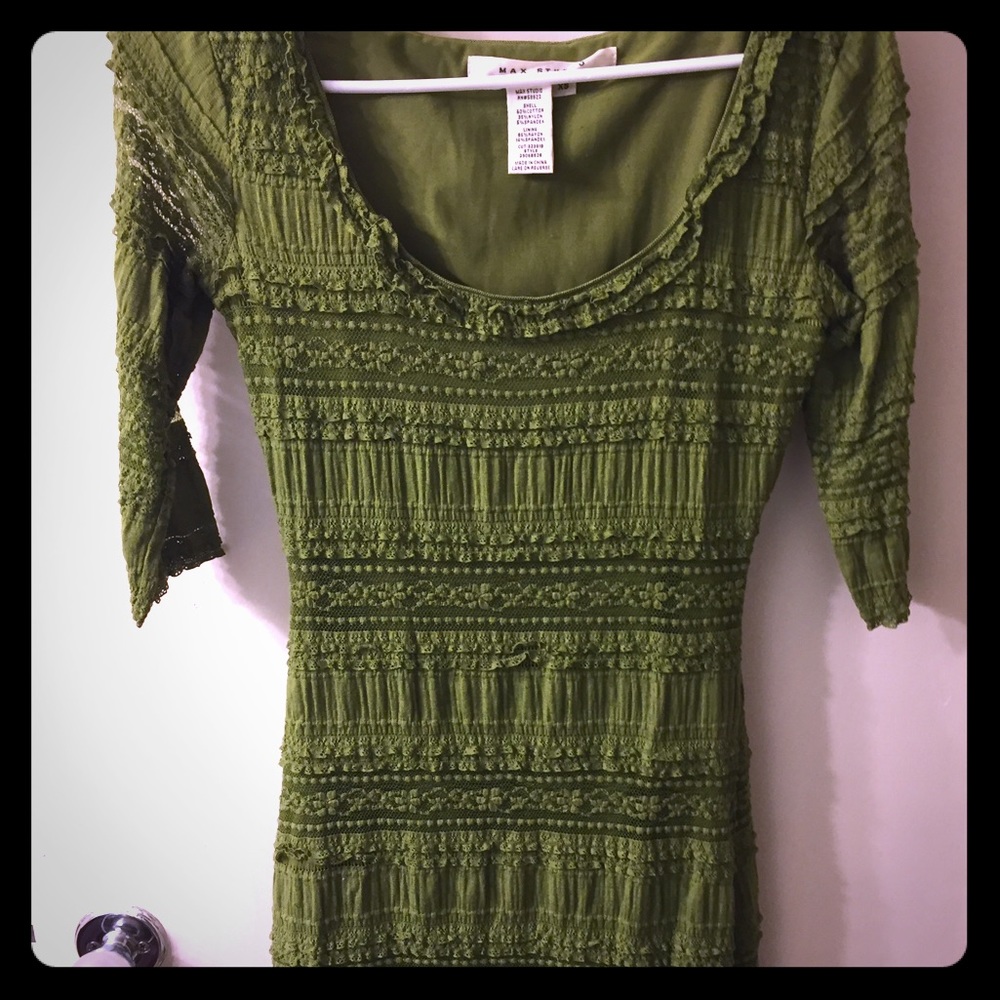 Max Studio green 3/4 length sleeve lace dress