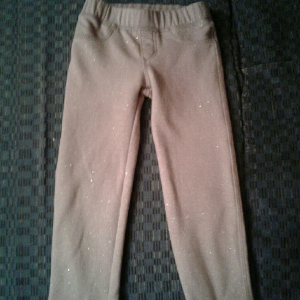 Girls Sweatpants Tan With Glitter